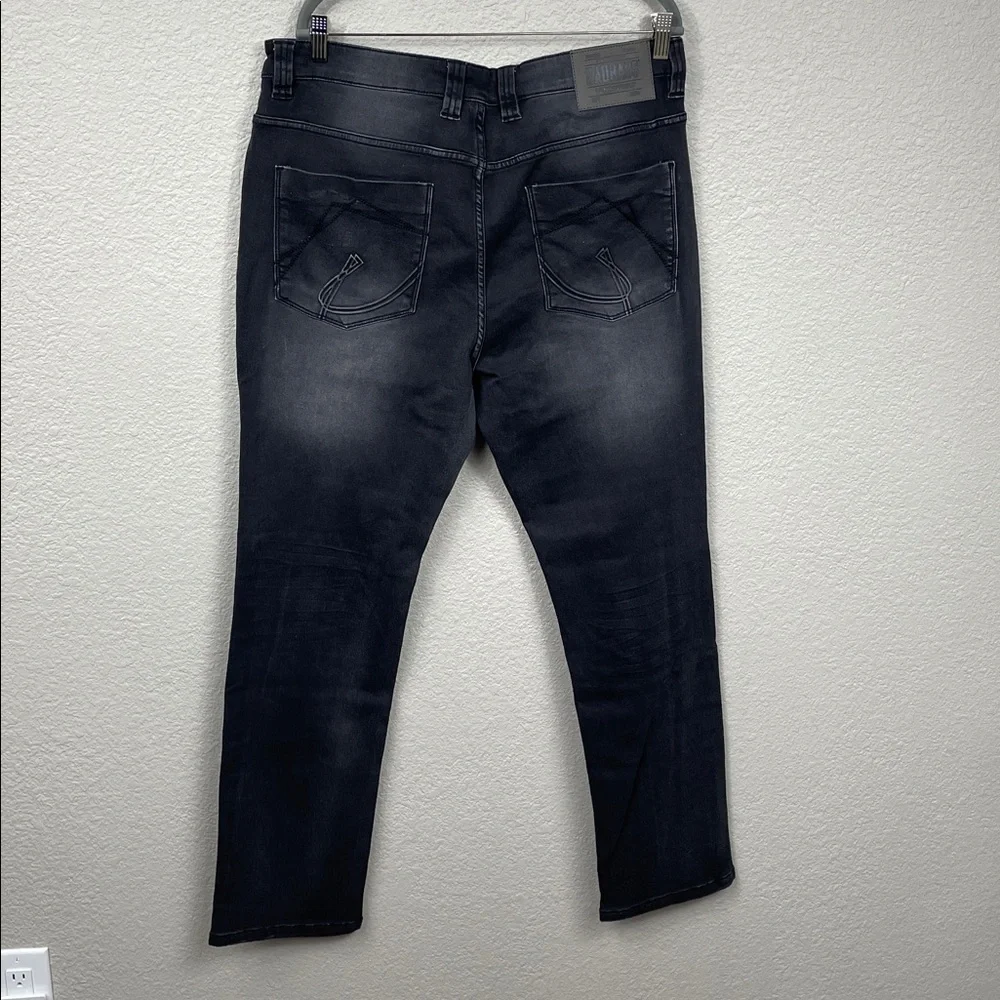 New Bauhaus Frankie Deluxe 5 Pocket Straight Fit Jeans Dark Grey Wash Sz 36